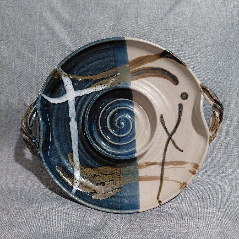 Christopher Bragg Studio Pottery Stoneware Chip and Dip 13” Serving Platter